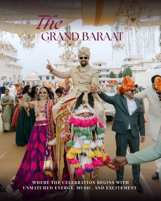 Groom on a decorated horse at the baraat