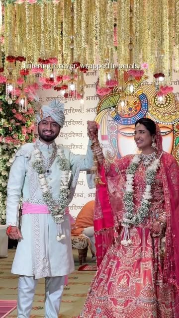 Couple at their varmala